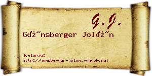 Günsberger Jolán névjegykártya